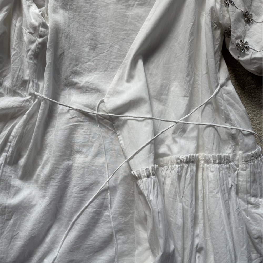 New RHODE Elsa Embellished Cotton Wrap Minidress size S - Picture 15 of 16
